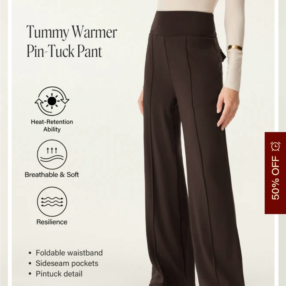 NWT OGL Wide Leg Pin-Tuck Pants - Charcoal